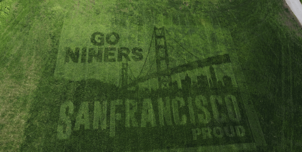 Personalized message on turf at a festival Visual Turfs AirPrint Technology ColorPrint